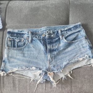 Denim & Supply Ralph Lauren Blue Jean Shorts Distressed Cut-Off Style